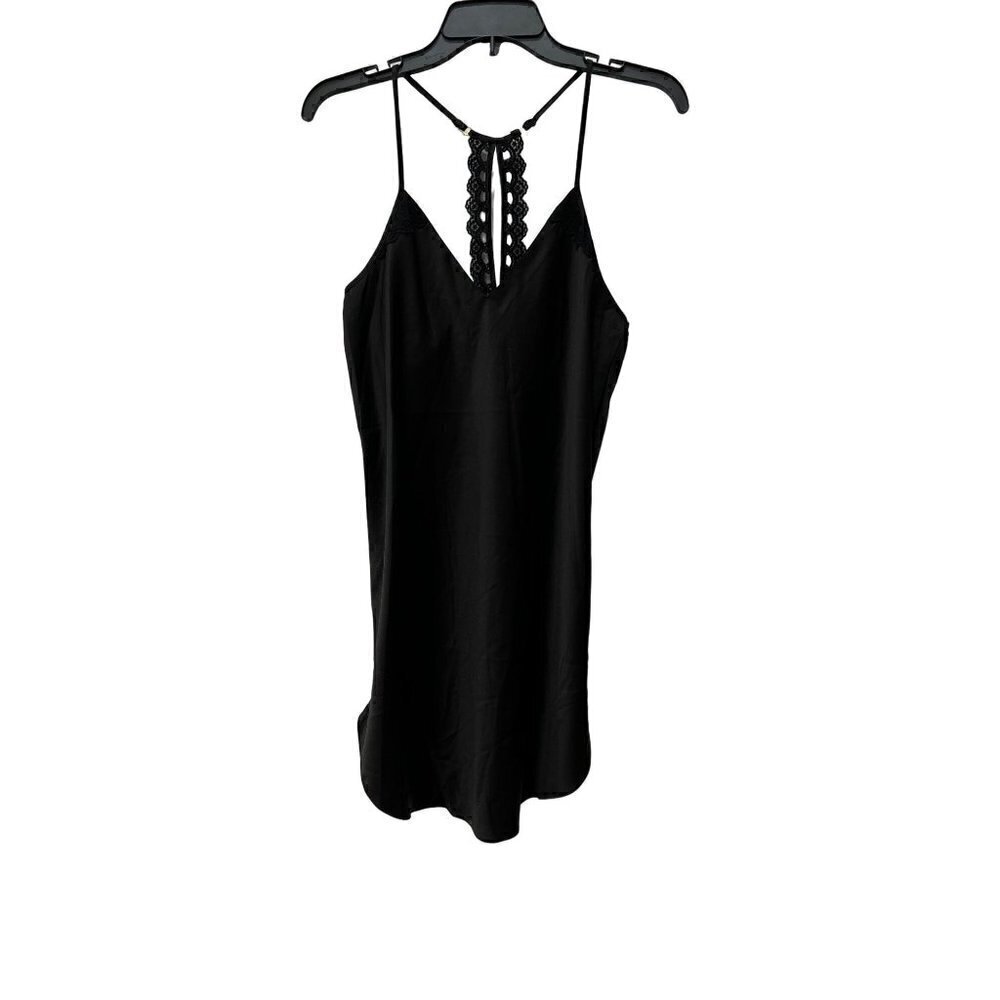 NWOT FLORA NIKROOZ Size S CHEMISE Lace detail back BLACK
